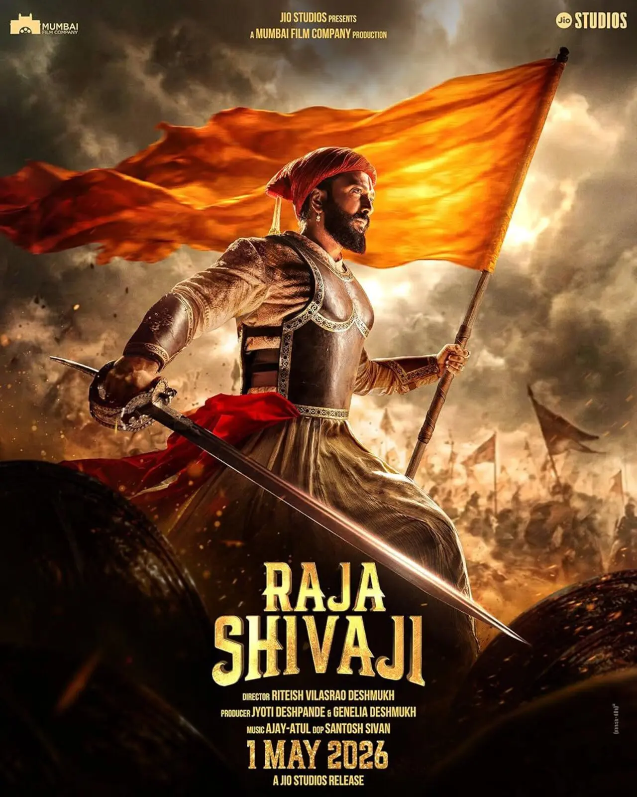Raja Shivaji (May 1)
Raja Shivaji brings to the big screen a historical drama inspired by the life, leadership and legacy of Chhatrapati Shivaji Maharaj, tracing the rise of a visionary ruler and warrior who shaped history. Directed by and starring Riteish Deshmukh, alongside Genelia Deshmukh, Sanjay Dutt and Abhishek Bachchan, the film mounts this landmark story with scale.